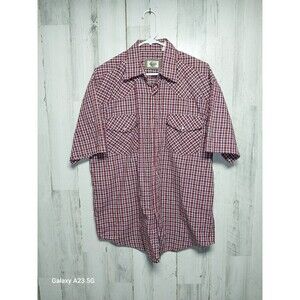 Western Plains Pearl Snap Plaid Short Sleeve Shirt Mens Size Large